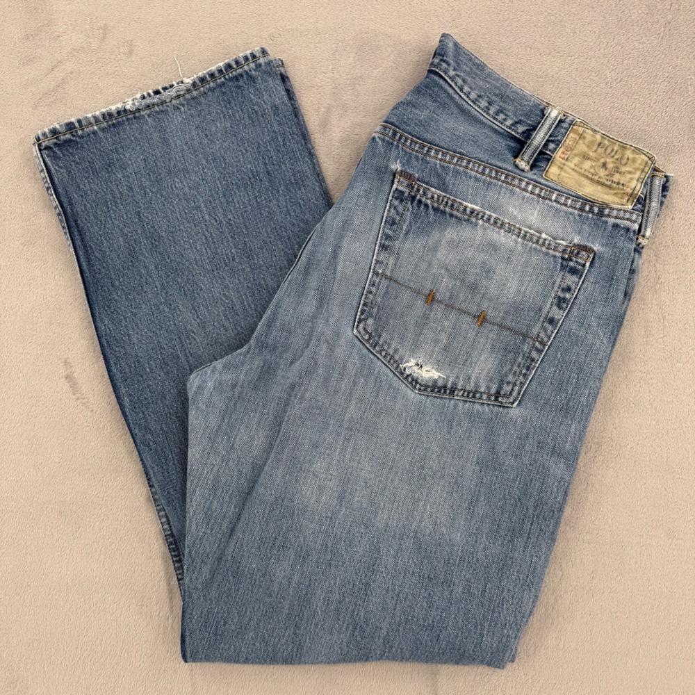 Vintaage Polo Ralph Lauren Distressed  Straight Leg Denim Jeans Men's 38x32